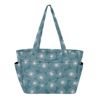 Sac fourre-tout matelassé en polyester imprimé coquillage Opihi bleu, avec fermeture éclair, pour femme, idéal pour l'été, la plage et les voyages, personnalisable avec logo, style hawaïen, vente en gros