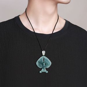 Auténtico colgante de jadeíta natural de grado A, color azul agua, con diseño de águila, colgante de jade de grado hielo, para hombres y mujeres. - Product Image 1
