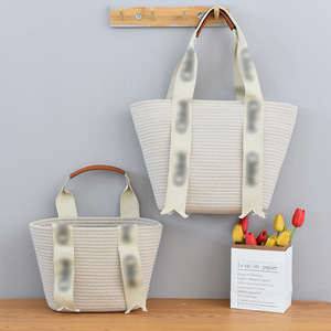 New large-capacity casual woven tote <b>bag</b> with letter design, stylish and versatile for students, perfect for vacations. - Product Image 2