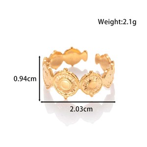 MaiNa stile classico ragazze '<span class=keywords><strong>set</strong></span> di gioielli di moda 18K oro bracciale aperto anello medaglione in acciaio inox per anniversari - Product Image 5