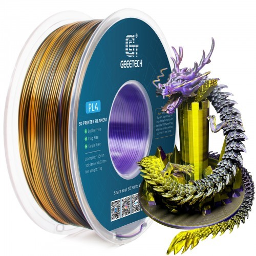 Geeetech Facoty Wholesale 1.75mm Silk PLA Filament Shiny Tri-Color 3D Printing Materials 1KG Neatly Wound 3D Printer Filament