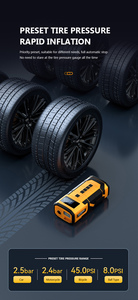 Arrancador de batería con compresor Paquete de refuerzo de batería portátil 150PSI Inflador de neumáticos automático 12V 600A Arrancador de pico con abrazaderas de puente - Product Image 6