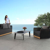 Fauteuil d'appoint d'extérieur en aluminium et osier, tressé en corde, pour jardin, patio, cour, appartement, balcon