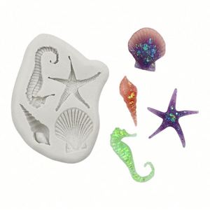 Moule en silicone écologique pour décoration de gâteaux, usage domestique DIY, forme d'animaux marins (poisson, étoile de mer, hippocampe) à 4 cavités, pour bonbons durs, OEM/ODM - Product Image 2