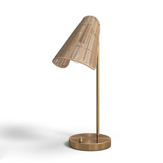 Antique Brass Natural Rattan Home Decor LED Table Lamp Bedroom Night Light Simple Modern AC 110-240V Indoor Bedside Lamps Iron