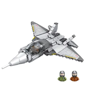 Plastic Fighter Jet Aircraft Model Unisex Toy with Pilot Army Soldier Weapon Gun Fly Airplane Toy Vehicle DIY Building Block Set