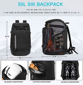 Sac à bottes de ski gratuit, sac à dos de voyage imperméable de 50 L pour le ski, le casque de ski - Product Image 2