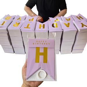 Guirlande pré-attachée dorée Joyeux Anniversaire, bannière colorée Joyeux Anniversaire pour décorations de fête d'anniversaire, drapeaux et bannières - Product Image 5