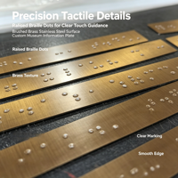 Plaque de guidage tactile personnalisée en acier inoxydable et laiton pour signalétique Braille de musée, affichage de reliques culturelles en braille en relief pour salle d'exposition