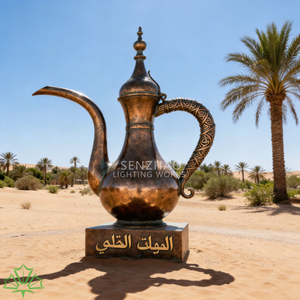 Sculpture en bronze artisanale personnalisée Senzhao, grande statue de cafetière arabe pour l'art public et la décoration paysagère du Moyen-Orient - Product Image 4