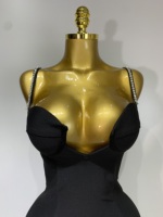 Robe de soirée sexy en maille noire à fines bretelles spaghetti, col en V, illusion de perles de diamant, mini robe moulante pour femmes
