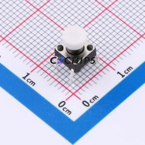 TSA06131-080B332CA-002E Tactile Switch Through hole-4P,6.1x6.1mm Switch Single Pole Single Throw Round Button 1.8N 6.1mm - Product Image 1