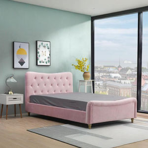 Cama Moderna y Sencilla de Color Rosa para Dormitorio, Sofá Cama, Estructura de Cama, Cama Doble - Product Image 1