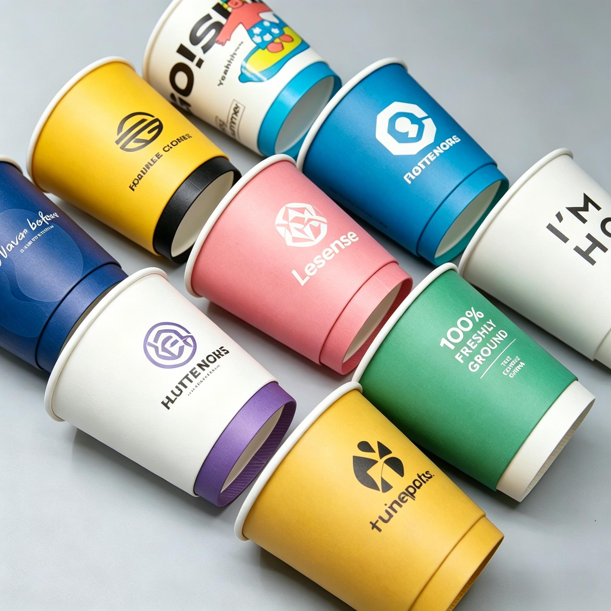 Eco Friendly Disposable Paper Cups Non-Toxic 7oz 9oz 16oz Takeaway Packaging Double Wall Paper Coffee Cups with Brand Custom