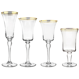 Vaisselle classique en cristal sans plomb, détails dorés de luxe, fabriquée à la main, avec verre à vin rouge, collection élégante de verres à vin, marque BLAIS - Product Image 6