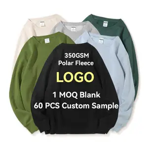 High Quality Cotton Polar Fleece Custom Logo Crop Sweatershirt Pull over Oversized Men Crewneck Sweatshirt Hoodies