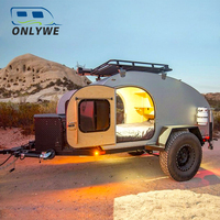 ONLYWE Petite remorque de camping-car en forme de larme pour le voyage Mini remorque caravane en fibre de verre standard australien à vendre