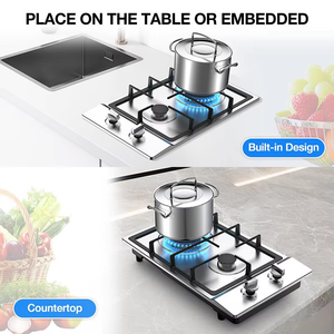 Built-in <strong>LPG</strong>/Natural <strong>Gas</strong> <strong>Cooker</strong> Tempered Glass Panel Manual Ignition High-Power 3200W for Burner Knob Control for Household - Product Image 4
