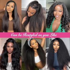 Perruque <span class=keywords><strong>Cheveux</strong></span> Humains Péruviens 100% Effet Yaki Lisse Glueless, <span class=keywords><strong>Cheveux</strong></span> Bruts à Cuticules Alignées, Perruque Frontale HD Lace Effet Yaki Lisse - Product Image 5