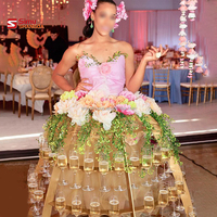 Robe de serveuse de champagne de luxe pour événements, mariages, déguisement de performeur, présentation de bouteilles, avec jupe murale de champagne