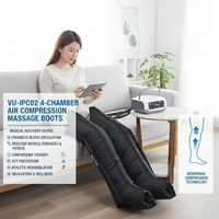 Botas de Masaje por Compresión de Aire de 4 Cámaras VU-IPC02, Masajeador de Terapia para Linfedema, Relajación y Bienestar