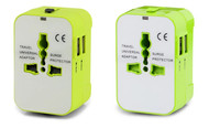 Adaptador de Viaje Universal con 2 Puertos USB, Cargador de Pared con Enchufe de Corriente Alterna para EE. UU. a UE, Reino Unido, Australia y Asia