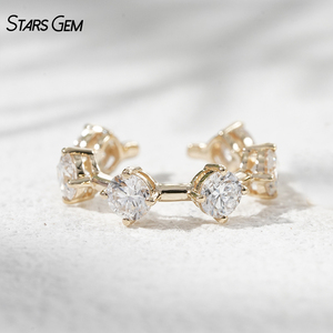 Pendientes de Oro Sólido de 10K con Diamantes Cultivados en Laboratorio Starsgem, Joyería Fina, Unisex, Modernos, Blancos D.E. Color 1.0g - Product Image 3