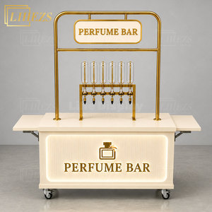 Comptoir mobile de parfumerie en métal personnalisé avec roues pour centre commercial - Product Image 1