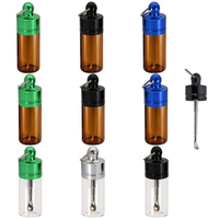 Bouteille porte-clés portable avec cuillère rétractable, pot de rangement en verre ambré et transparent, vente en gros, logo personnalisé disponible