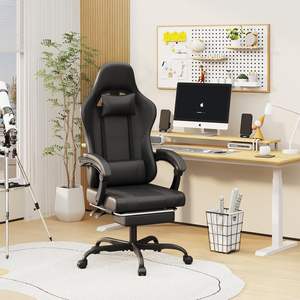 Meilleure vente en gros Fauteuil inclinable en cuir Chaise de <span class=keywords><strong>gamer</strong></span> de massage blanche et noire Chaise de gaming en pvc entièrement roulante pour ordinateur avec repose-pieds - Product Image 3