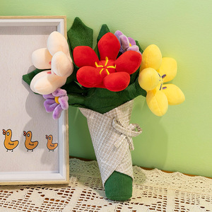 <b>Creative</b> Holding Flowers Plush Toys Super Soft Plush Plant PP Cotton Simulation Graduation Bouquet Wedding Throw <b>Gift</b> Wholesale - Product Image 4