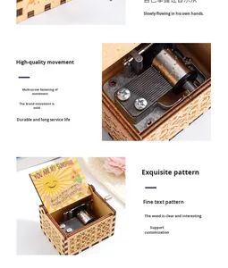 Black Wooden Music <b>Box</b> Hand Cranked Movement You Are My Sunshine Gifts <b>for</b> Children Birthday <b>Present</b> Home Office Decoration - Product Image 4