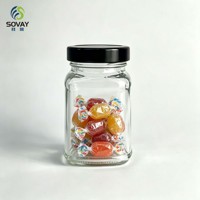 Pot en verre carré de 200 ml avec col fileté, récipient en verre transparent vide pour confiture maison, pesto et aliments fermentés