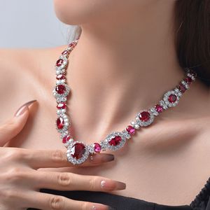 Ins vendita calda progetta <span class=keywords><strong>collana</strong></span> in argento 925 <span class=keywords><strong>rubino</strong></span> <span class=keywords><strong>rosso</strong></span> sintetico popolare europeo e americano di lusso - Product Image 6