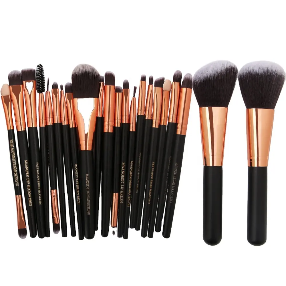 MAANGE Wholesale 22pcs Brushes Set Cosmetic Makeup Tools Black White Brown Custom Logo Private Label Makeup Brush Set