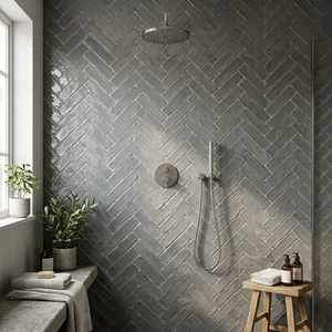 Carreaux <span class=keywords><strong>de</strong></span> céramique artisanaux gris doux Zellige style métro, épaisseur 8 mm, pour crédence <span class=keywords><strong>de</strong></span> cuisine rustique Wabi-sabi et appartement <span class=keywords><strong>de</strong></span> luxe - Product Image 2