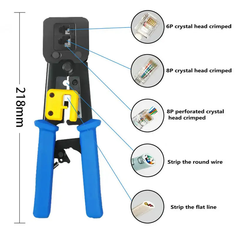 RG11 RJ45 Tool Network Cable Clamp Network Manual Cables Crimp Tool Perforated Crystal Head Crimping Pliers