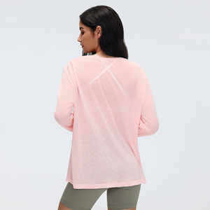 <span class=keywords><strong>Camiseta</strong></span> de Yoga de Manga Larga para Mujer, Holgada, Transpirable, Ligera, para Hacer Ejercicio, Top Deportivo Informal para Correr, para el Gimnasio - Product Image 2