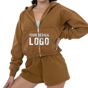 Sweat-shirt à capuche pour femme de haute qualité, décontracté, à épaules tombantes, fermeture éclair intégrale, veste de sport d'extérieur, ample, à fermeture éclair, manteau pour femme - Product Image 6