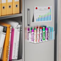 Support magnétique pour marqueurs effaçables à sec, détachable, montage facile, boîte de rangement murale moderne en acrylique transparent poli pour stylos, réfrigérateur