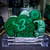 Tranche de malachite naturelle polie en gros, spécimen minéral de malachite rayée, pierre de malachite pour la décoration intérieure et la collection de cristaux