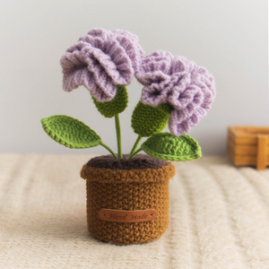 Clavel de ganchillo hecho a mano, plantas artificiales en maceta, regalos de Navidad para ancianos, amigos, objetos decorativos de escritorio, venta al por mayor - Product Image 6