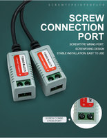Balun vidéo analogique AHD CVI TVI 720P/960P/1080P à tête BNC passive unique, accessoires pour caméra et moniteur en matériau ABS