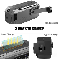 Radio AM/FM portable rechargeable d'urgence à manivelle solaire avec haut-parleur intégré Lampe de poche Capacité de la batterie 2000mAh