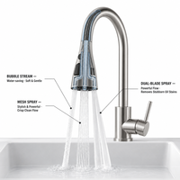 Robinet de lavabo OEM minimaliste flexible avec finition PVD gris, double commande eau chaude/froide