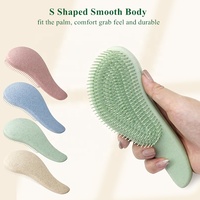 Logo personnalisé 4 pièces brosse démêlante en paille de blé écologique masseur de cuir chevelu brosse à shampooing ensembles de peignes à dents larges pour la croissance des cheveux