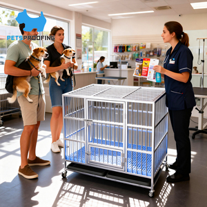 Gabbia per Cani Multifunzionale Pieghevole in Acciaio Inox per Interni ed Esterni, Kennel per Animali di Piccola e Media Taglia - Product Image 1