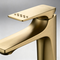 Robinet de salle de bain doré en nickel brossé, mitigeur monocommande pour lavabo, à poser sur le comptoir