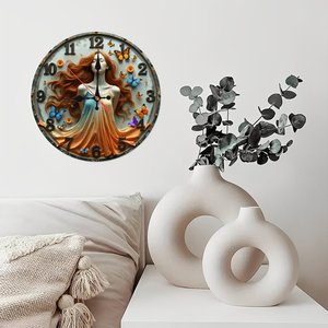 Orologio Rotondo <span class=keywords><strong>in</strong></span> <span class=keywords><strong>Legno</strong></span> da 10 Pollici con Inserimento di <span class=keywords><strong>Pietra</strong></span> Naturale o Sughero - Product Image 4
