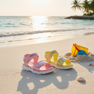 Sandales plates d'été coréennes OZKIZ pour enfants de 2 à 7 ans, styles tendance pour filles, à bout ouvert, respirantes, motif floral, vente en gros, mode enfantine - Product Image 3